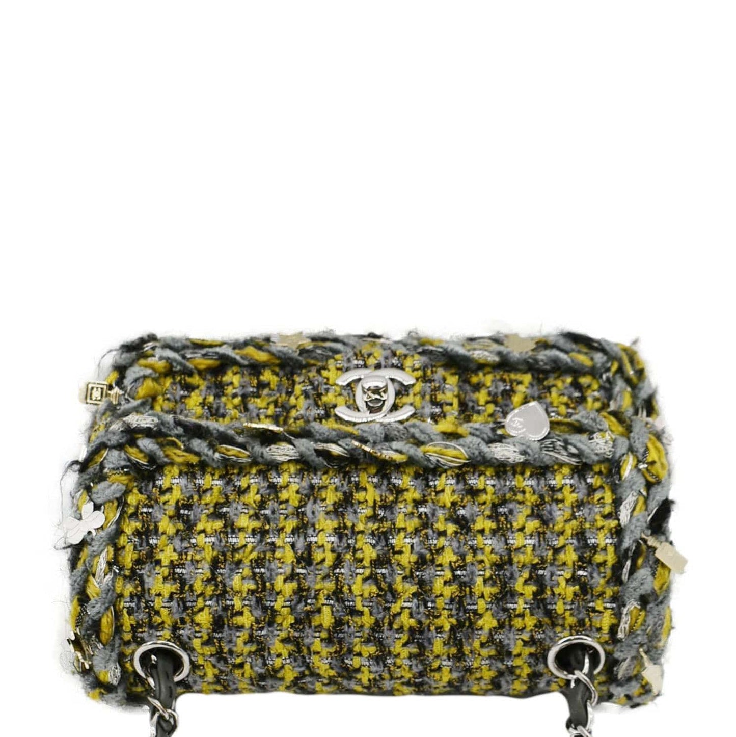 CHANEL Braided Charms Tweed Small Flap Crossbody Bag Multicolor