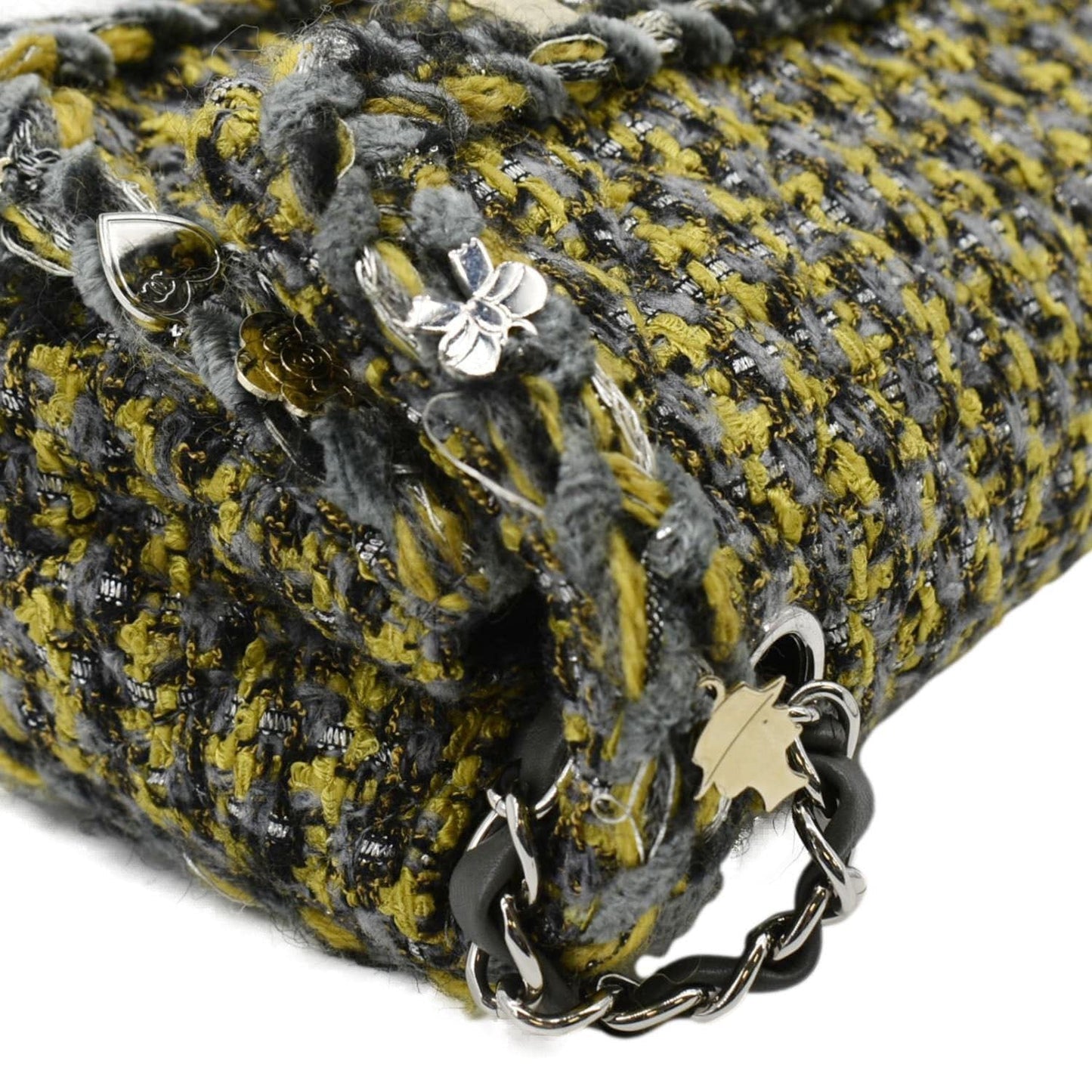 CHANEL Braided Charms Tweed Small Flap Crossbody Bag Multicolor