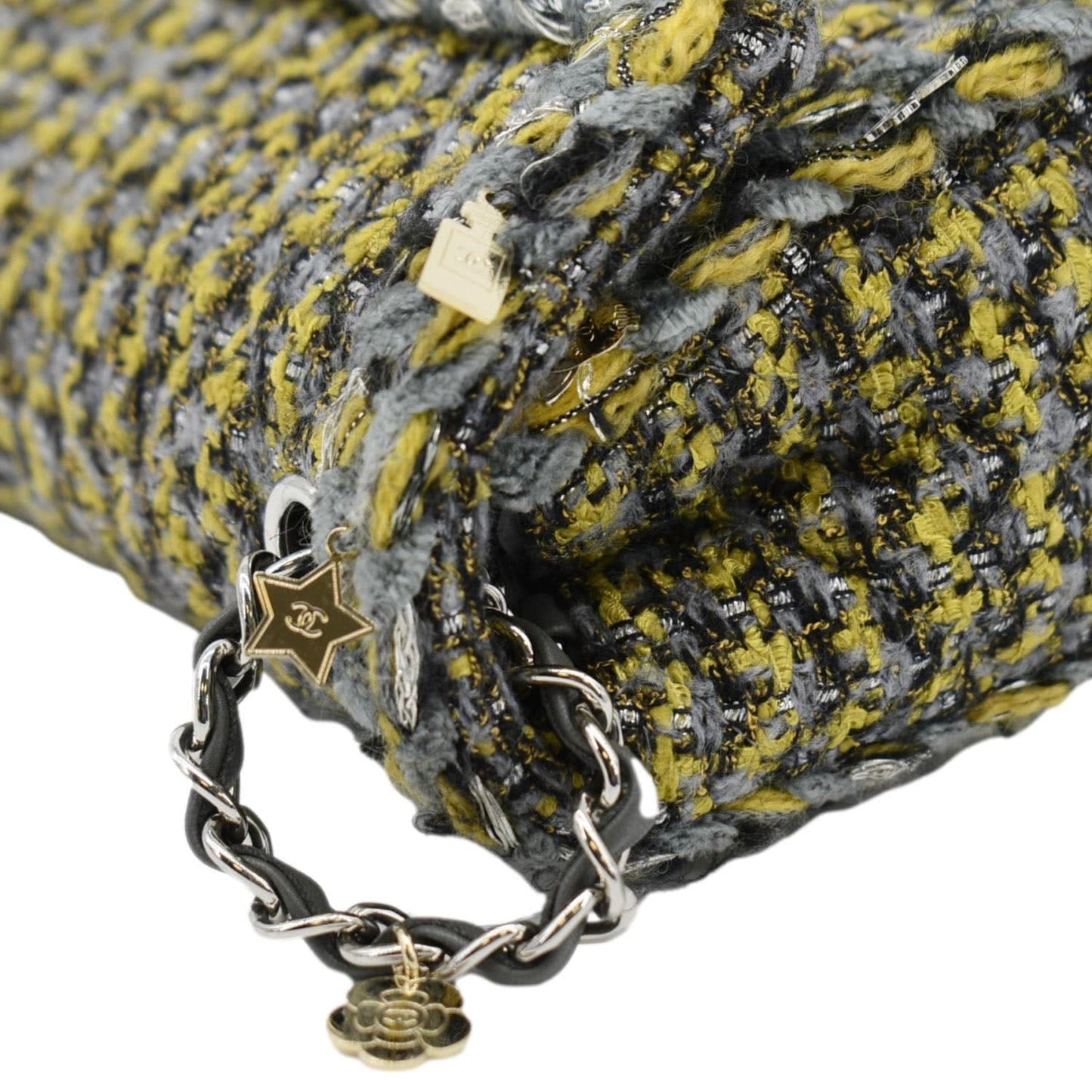CHANEL Braided Charms Tweed Small Flap Crossbody Bag Multicolor