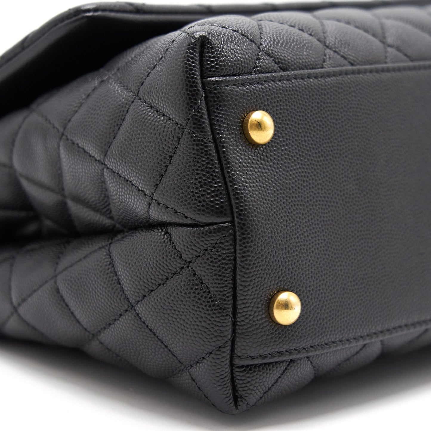 CHANEL CAVIER MEDIUM COCO HANDLE FLAP BAG BLACK