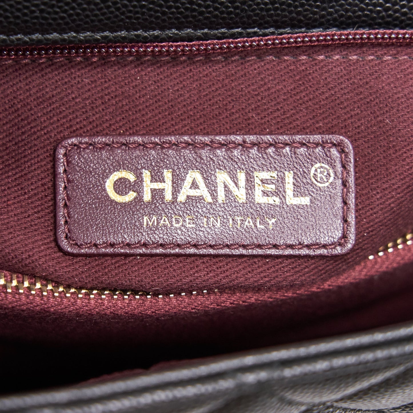 CHANEL CAVIER MEDIUM COCO HANDLE FLAP BAG BLACK