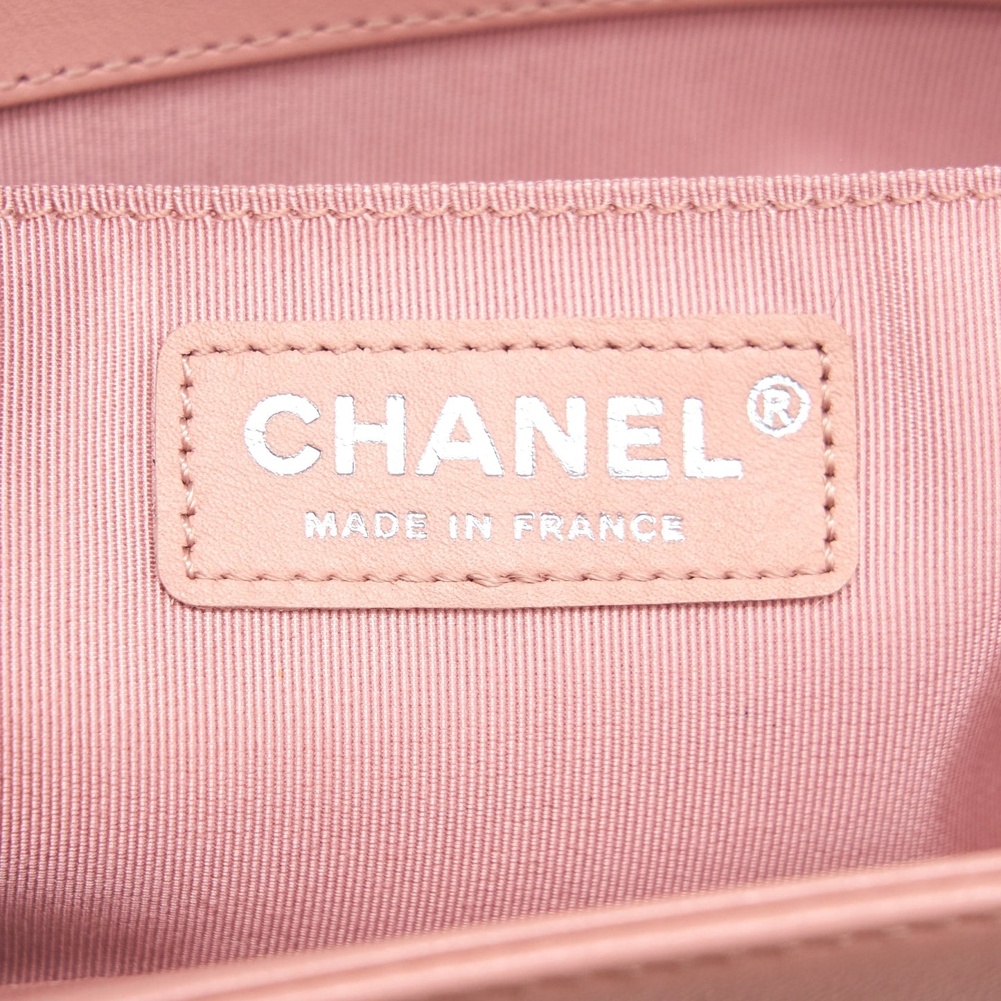 CHANEL BOY CHANEL HANDBAG LAMBSKIN PALE PINK