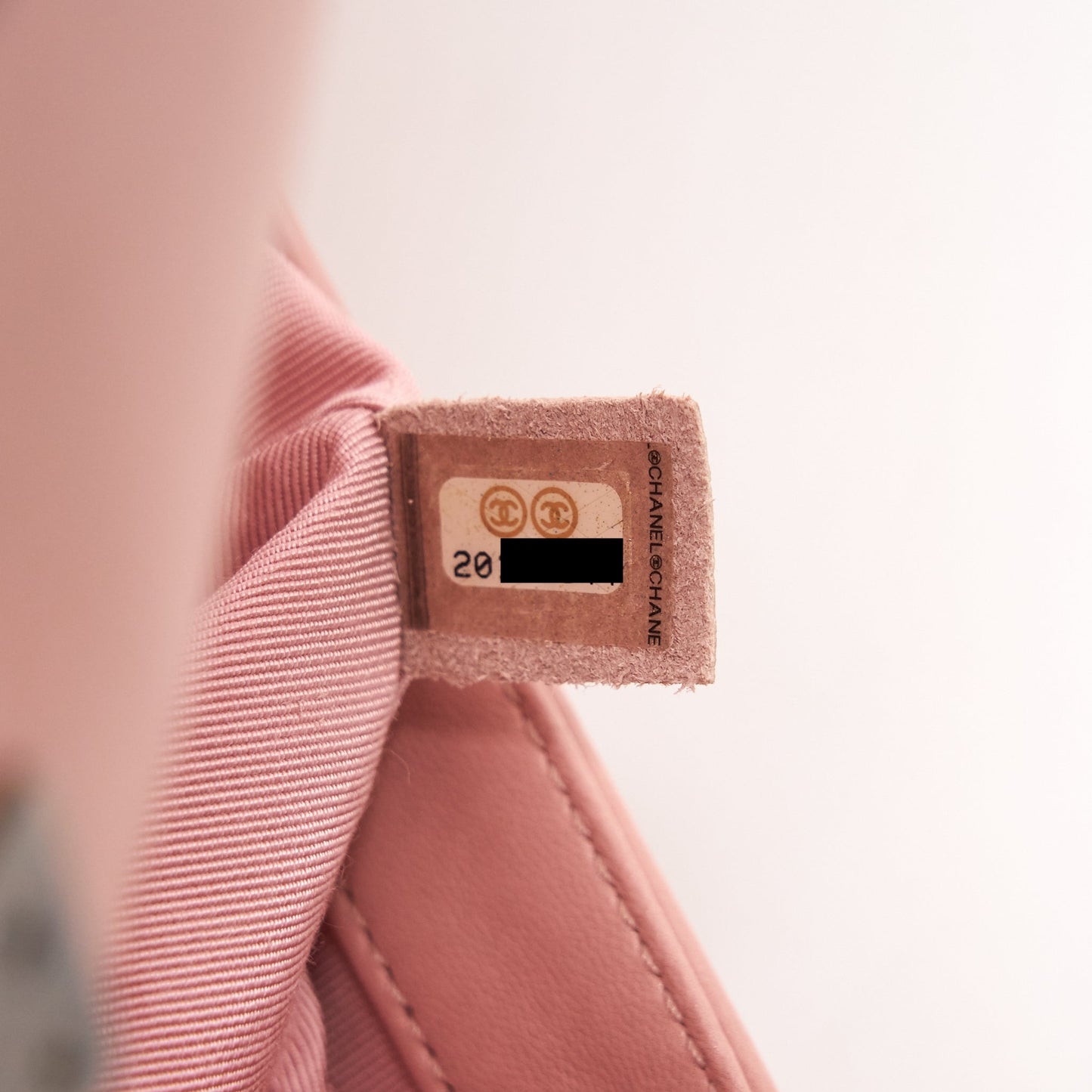 CHANEL BOY CHANEL HANDBAG LAMBSKIN PALE PINK