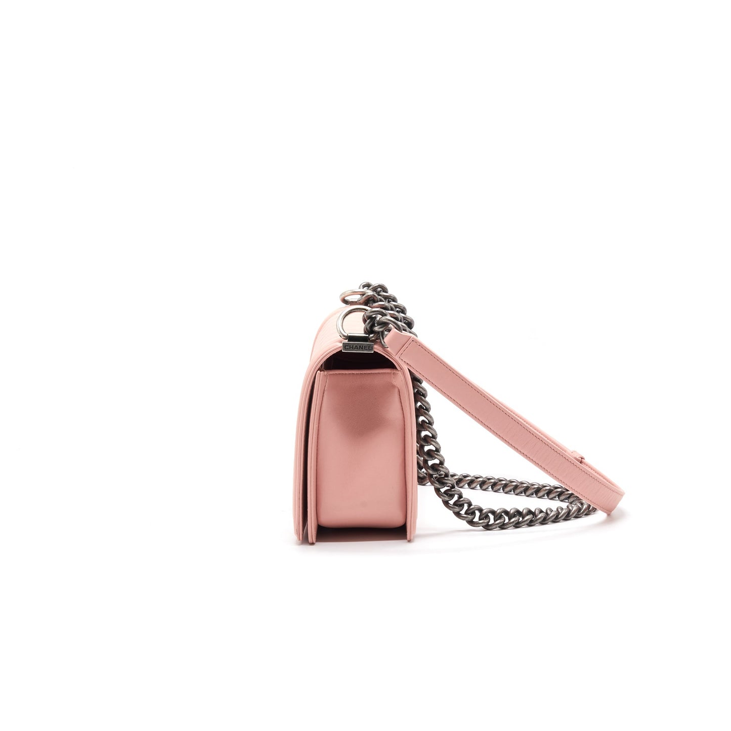 CHANEL BOY CHANEL HANDBAG LAMBSKIN PALE PINK