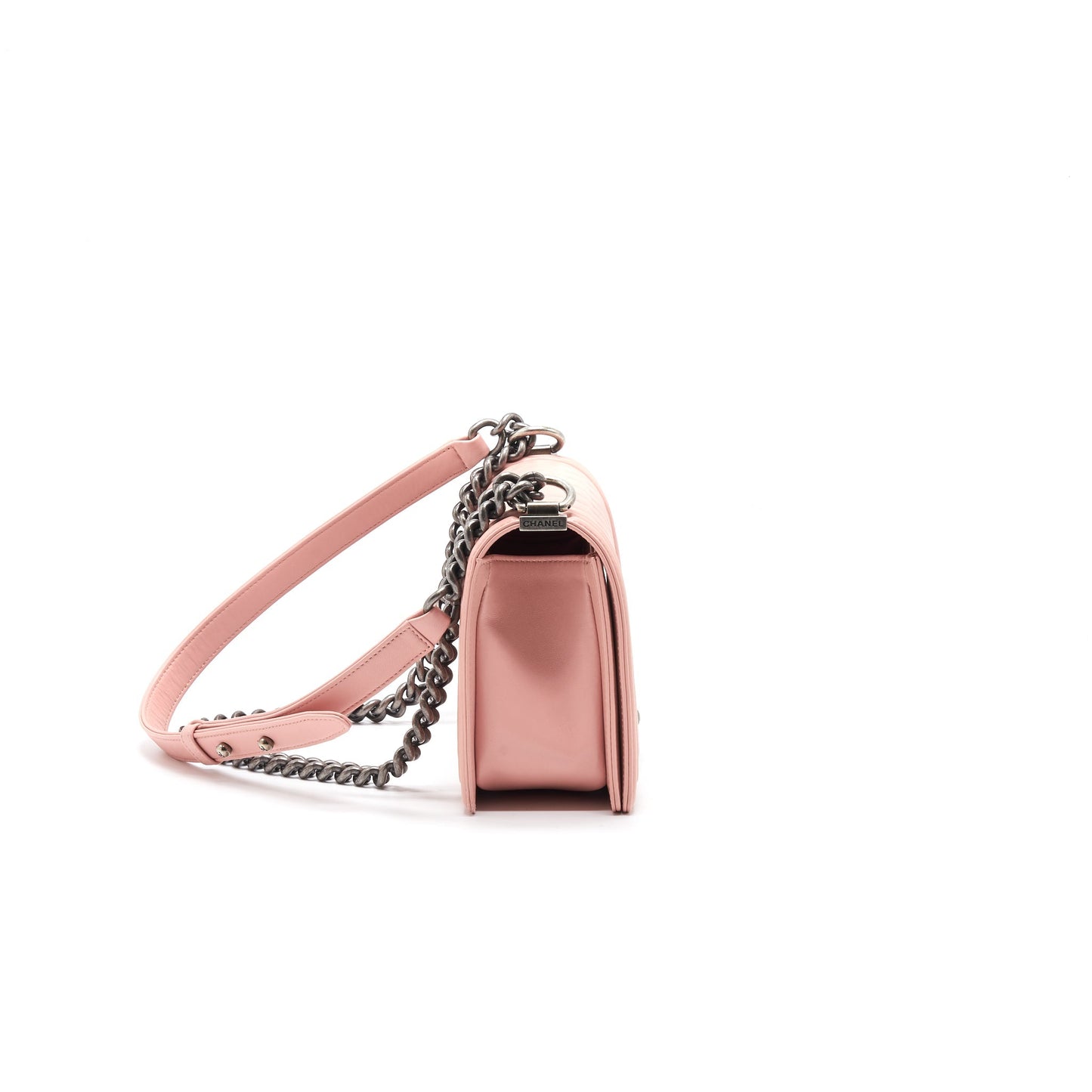 CHANEL BOY CHANEL HANDBAG LAMBSKIN PALE PINK
