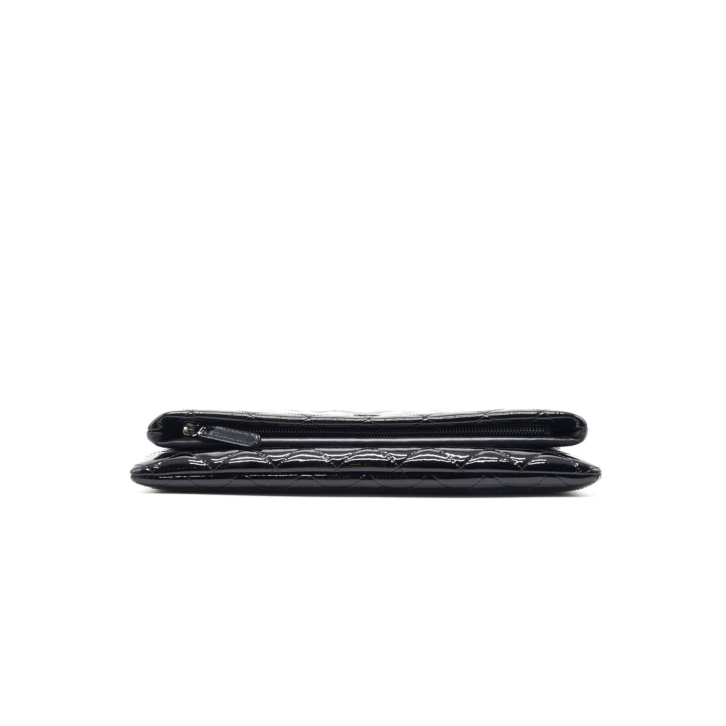 Chanel Patent Leather Fold Over Clutch Black SHW