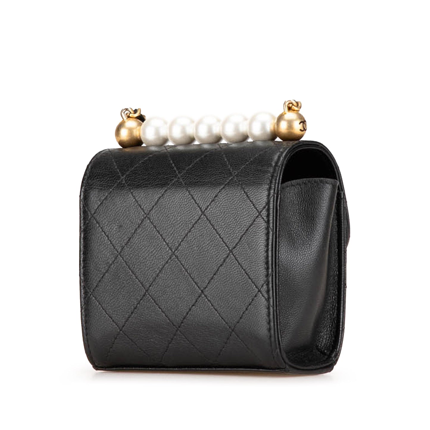 Chanel Sac Mini Goatskin Chic Pearls Clutch On Chain