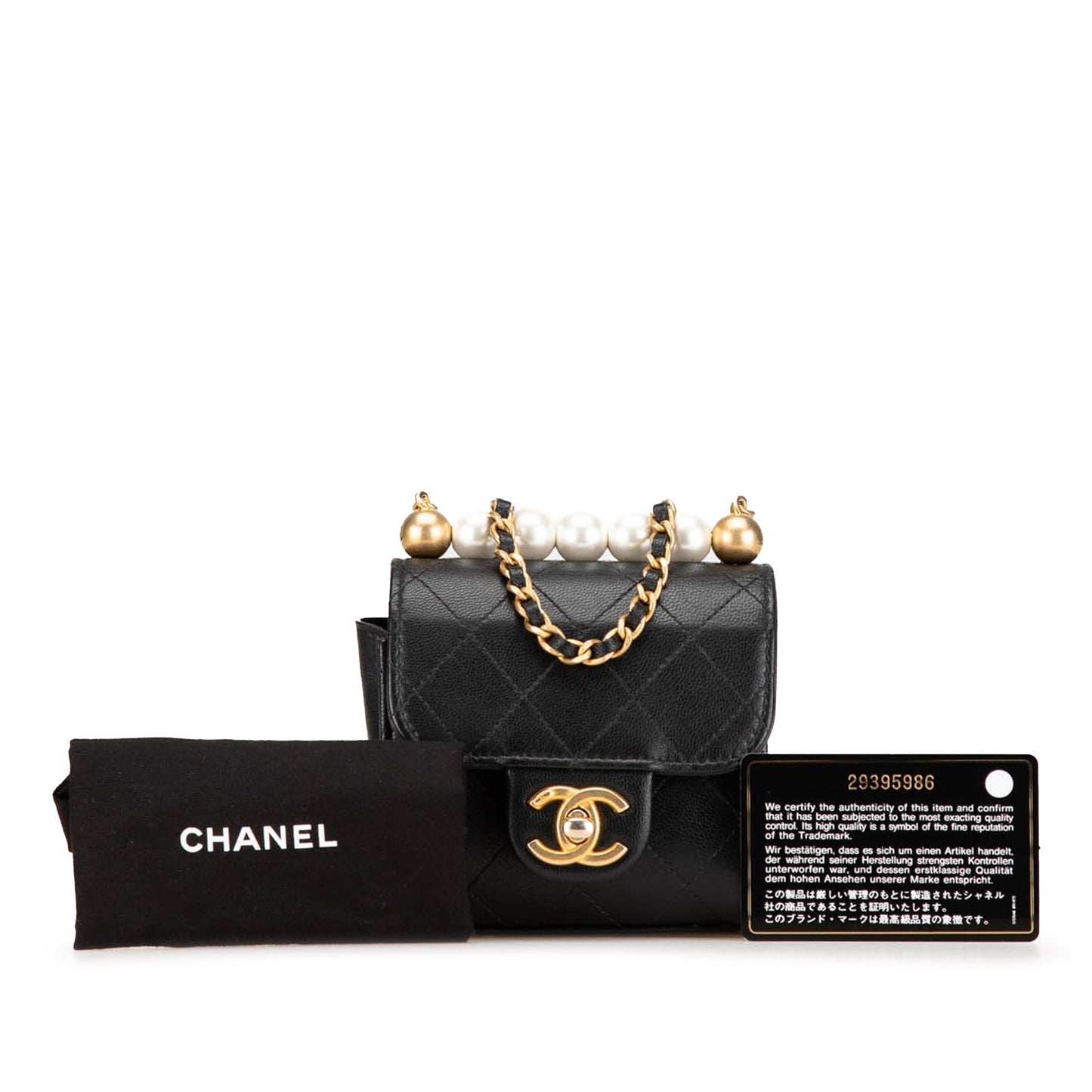 Chanel Sac Mini Goatskin Chic Pearls Clutch On Chain