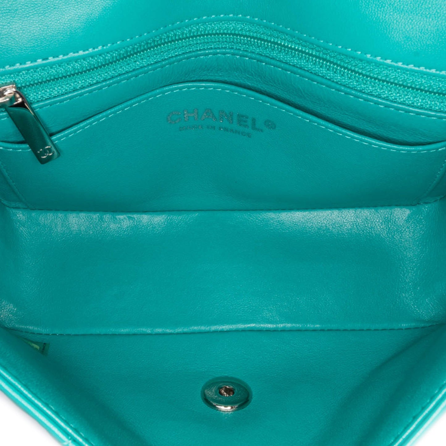 Blue Chanel Mini Rectangular Classic Tricolor Lambskin Flap Crossbody Bag