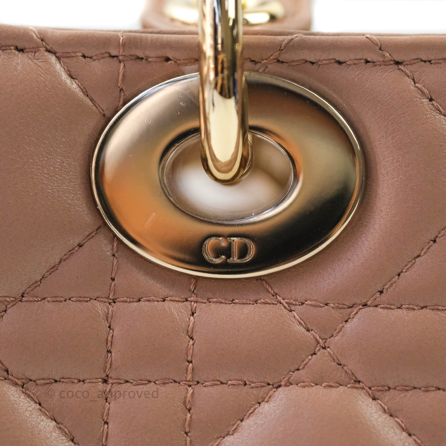 Christian Dior Lambskin My ABCDior Lady Dior Dark Beige Gold Hardware