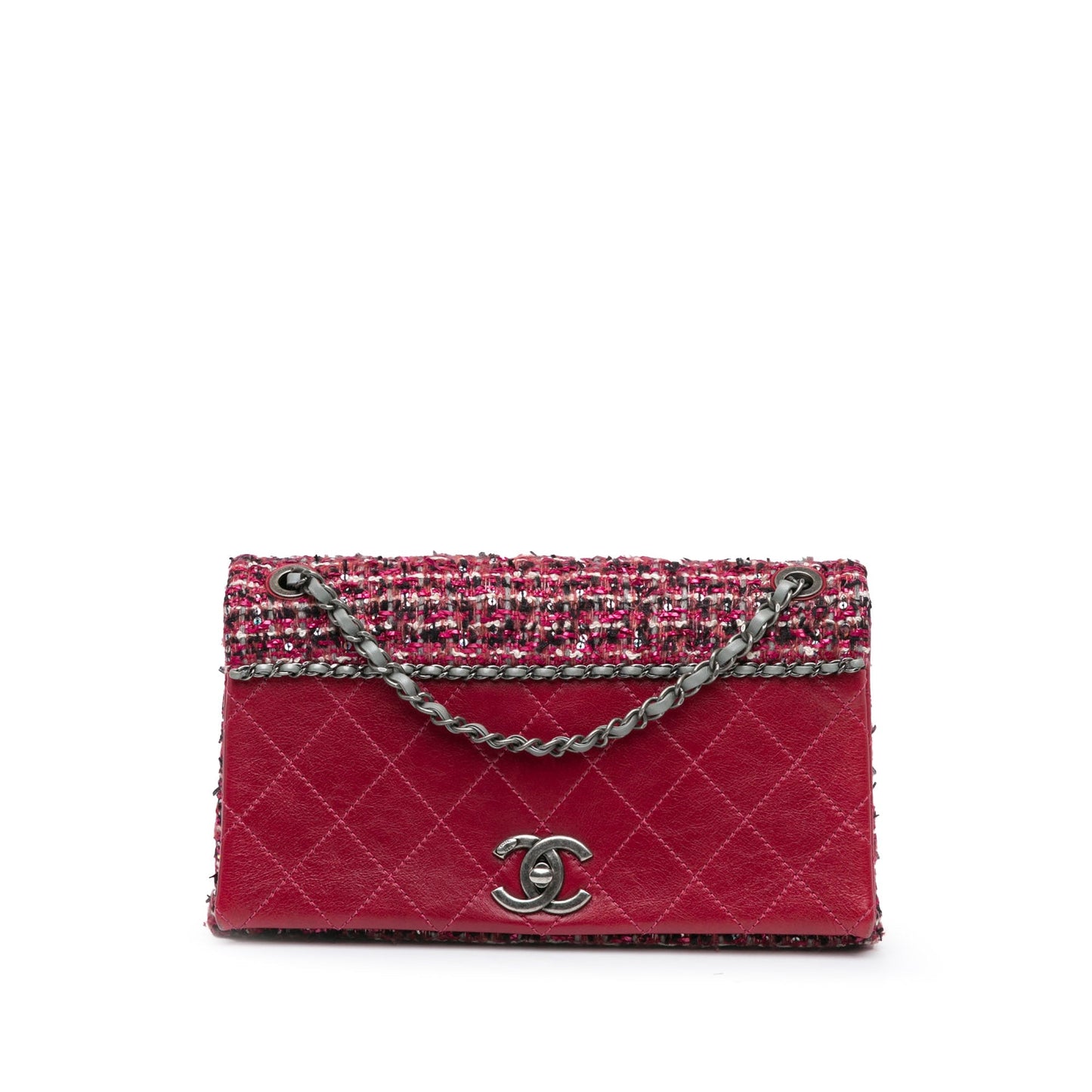 Chanel Sac CC Lambskin and Tweed Flap