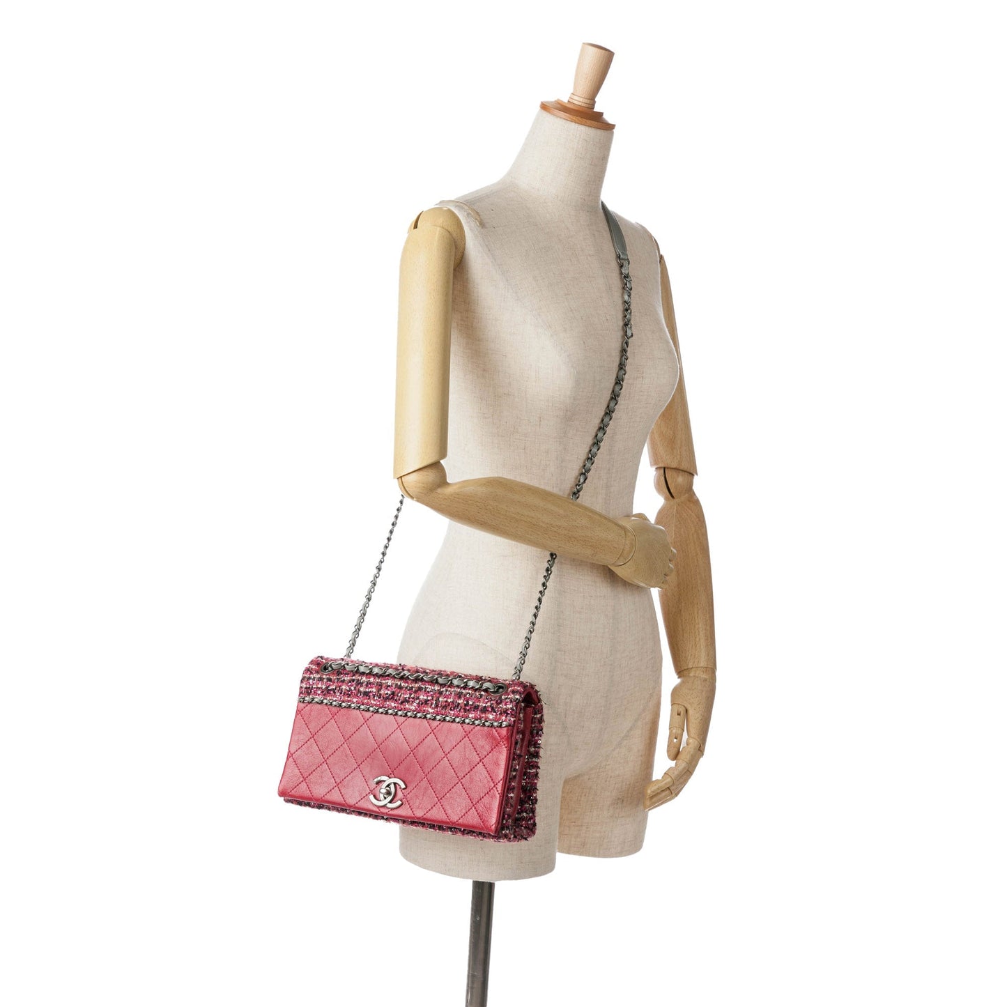 Chanel Sac CC Lambskin and Tweed Flap