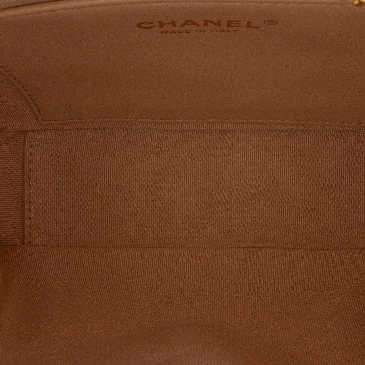 Chanel Camera Bag Small White Quilted Lambskin Gold