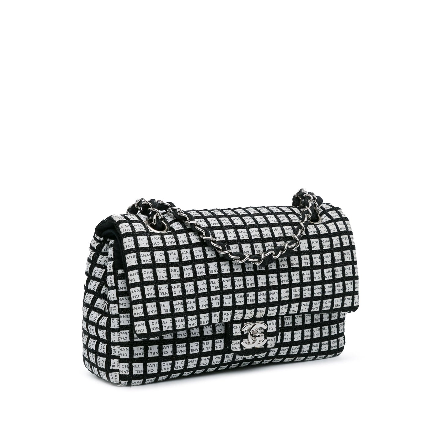 Black Chanel Medium Classic Ribbon Tweed Double Flap Shoulder Bag