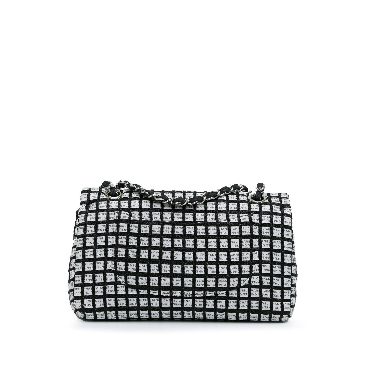 Black Chanel Medium Classic Ribbon Tweed Double Flap Shoulder Bag
