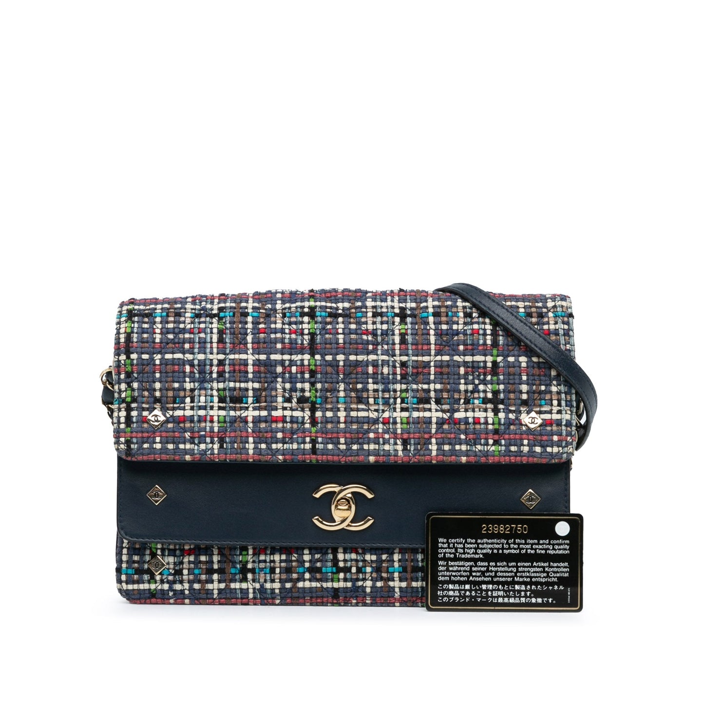 Blue Chanel CC Multicolor Tweed Double Flap Crossbody Bag