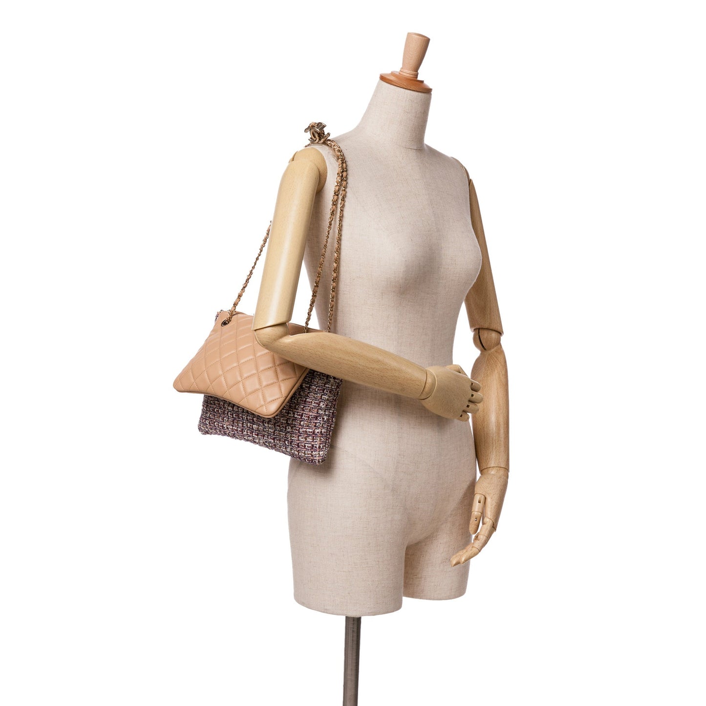 Chanel Sac Quilted Lambskin and Tweed Double Case with Chain