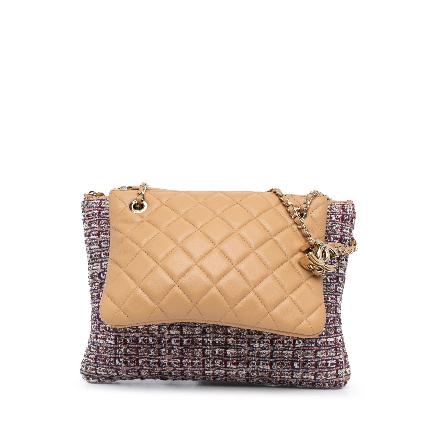 Chanel Sac Quilted Lambskin and Tweed Double Case with Chain