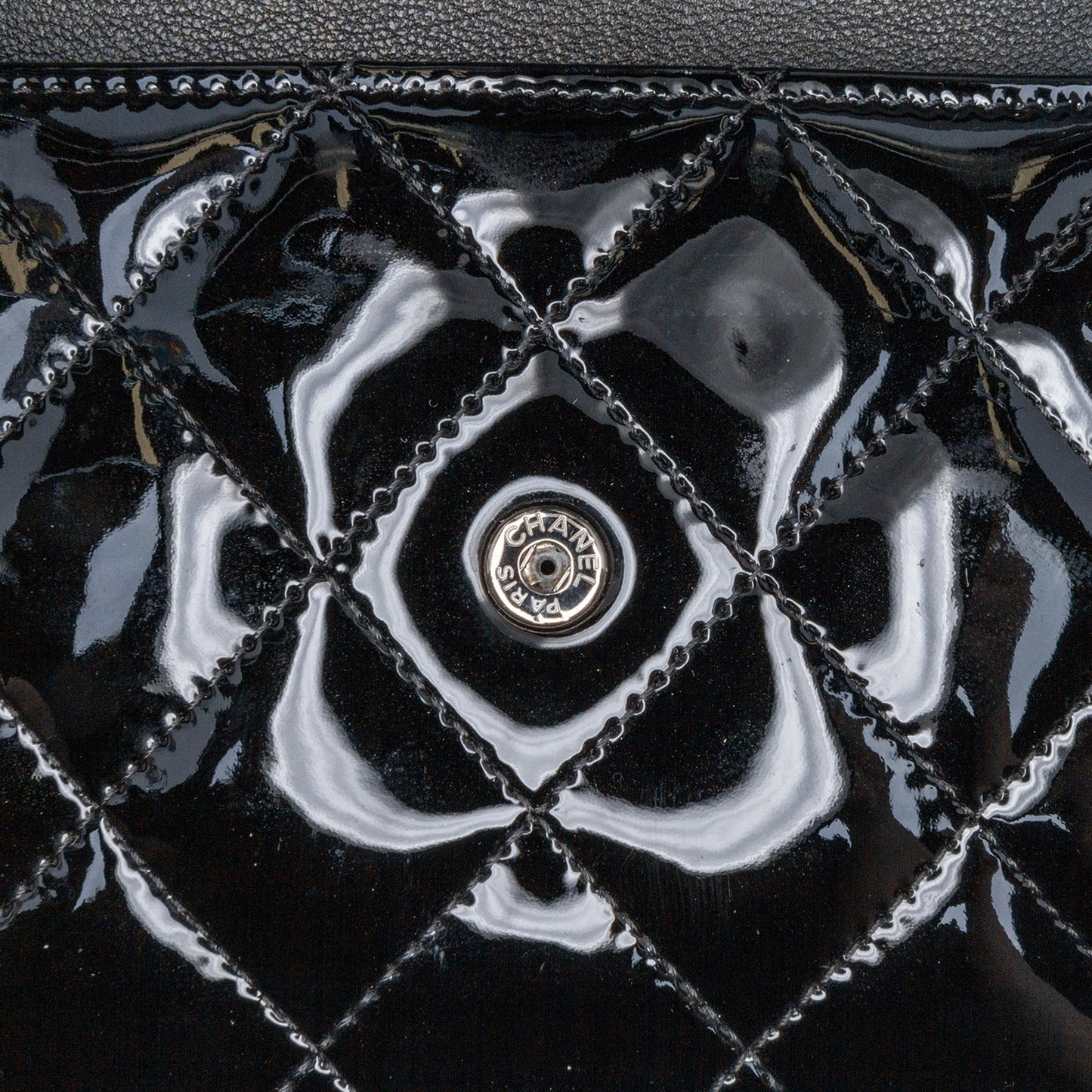 Black Chanel CC Quilted Patent Wallet On Chain Crossbody Bag