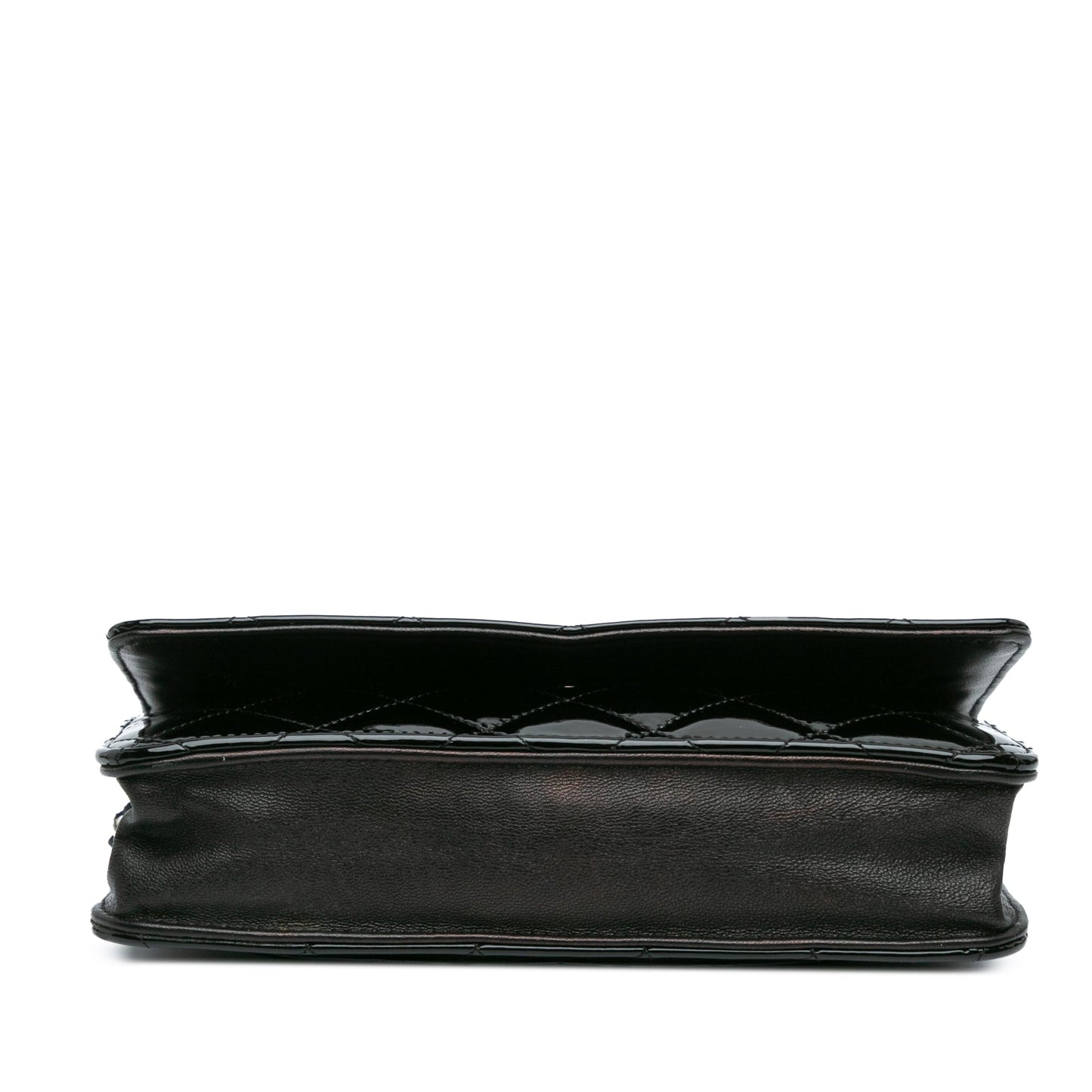 Black Chanel CC Quilted Patent Wallet On Chain Crossbody Bag