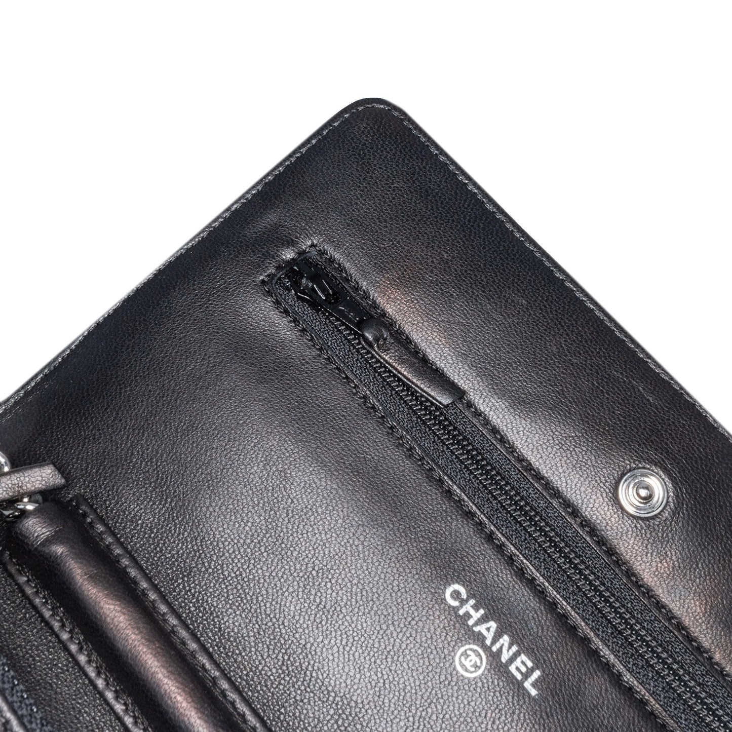 Black Chanel CC Quilted Patent Wallet On Chain Crossbody Bag