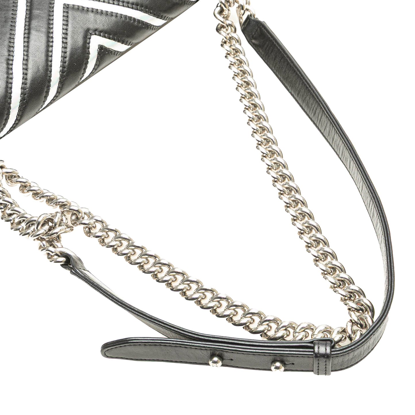 Black Chanel Medium Lambskin and Iridescent PVC Chevron Boy Flap Crossbody Bag