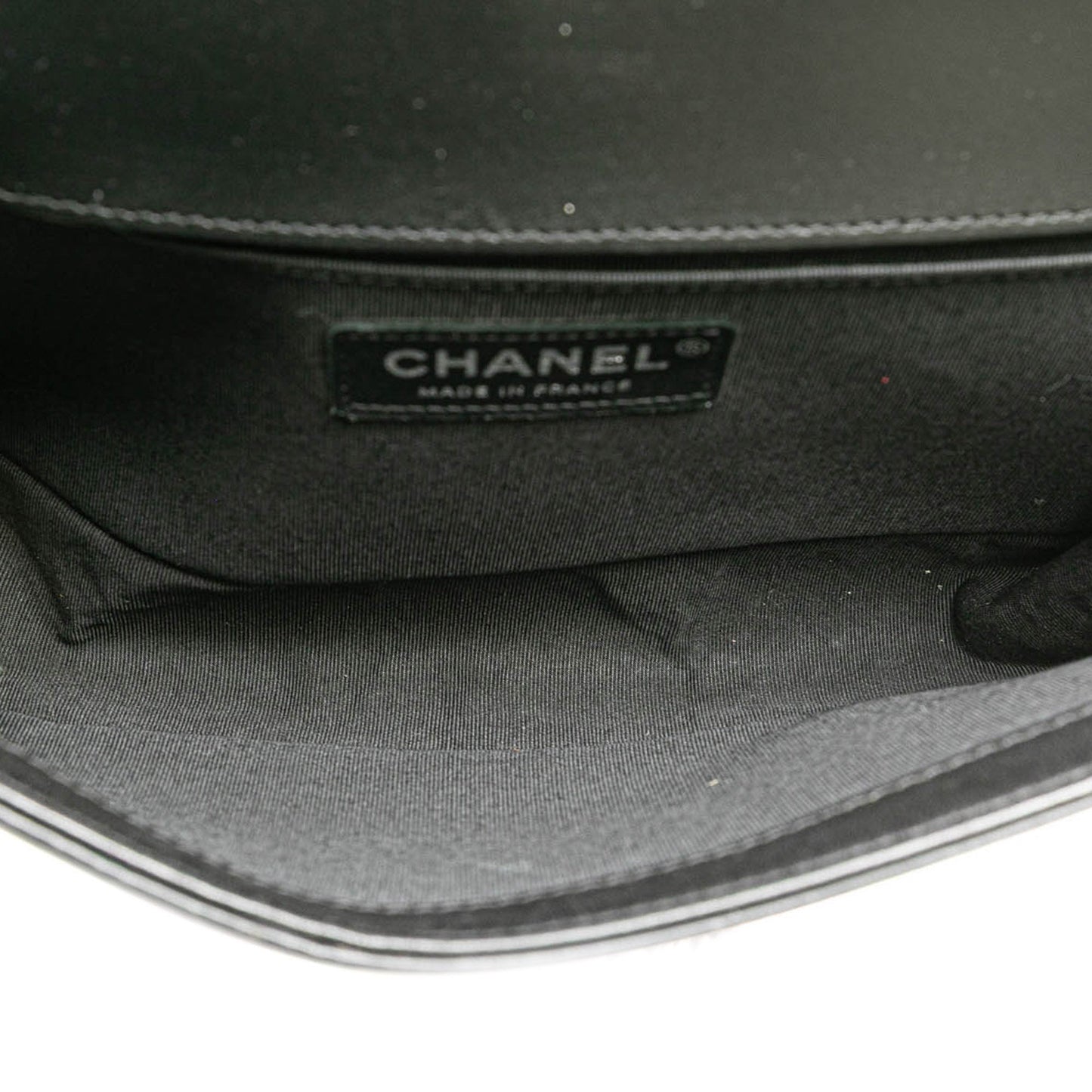 Black Chanel Medium Lambskin and Iridescent PVC Chevron Boy Flap Crossbody Bag
