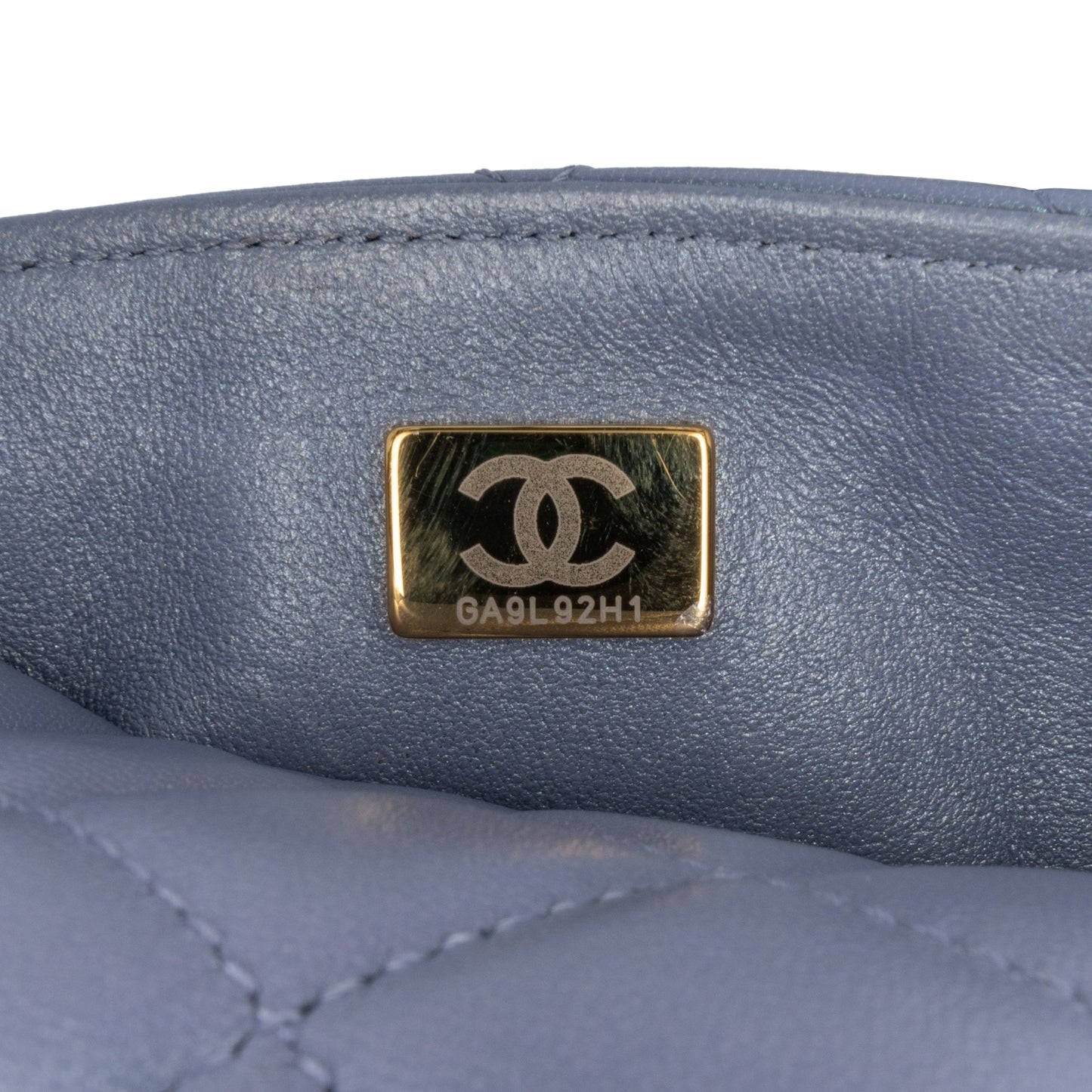 Blue Chanel Mini Square Classic Lambskin Single Flap Crossbody Bag