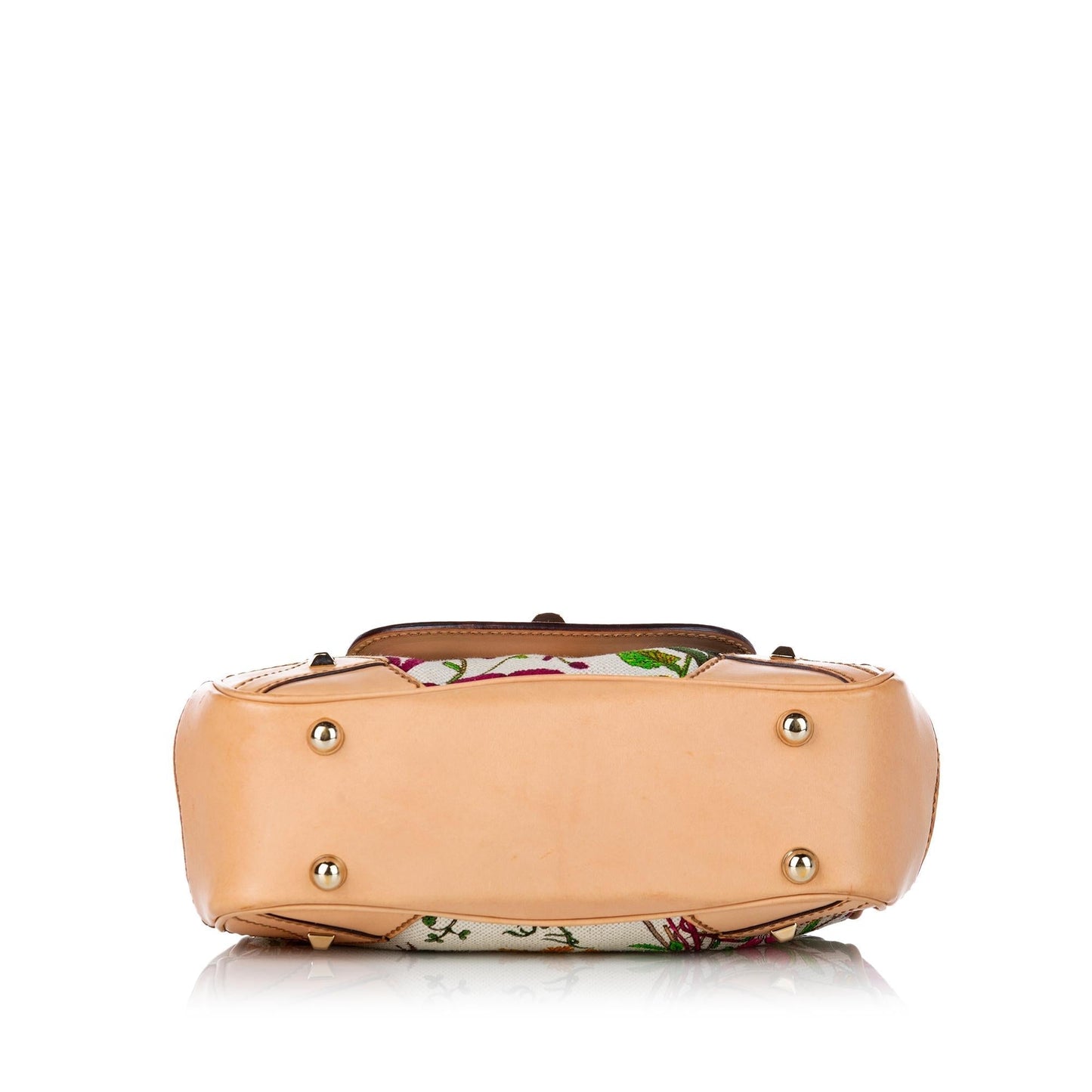 Gucci Bamboo Flora Nailhead Canvas Handbag (SHG-30469)