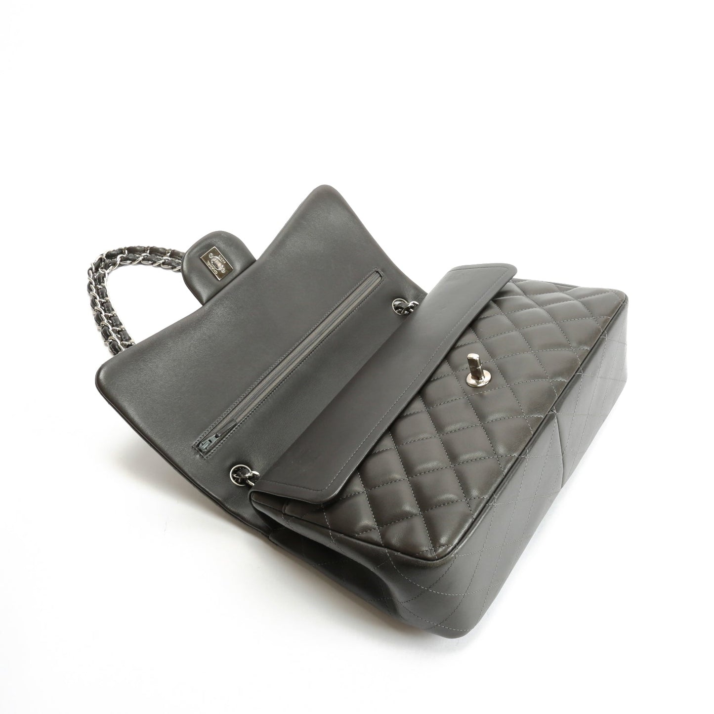CHANEL Classic Jumbo Double Flap Lambskin- Grey