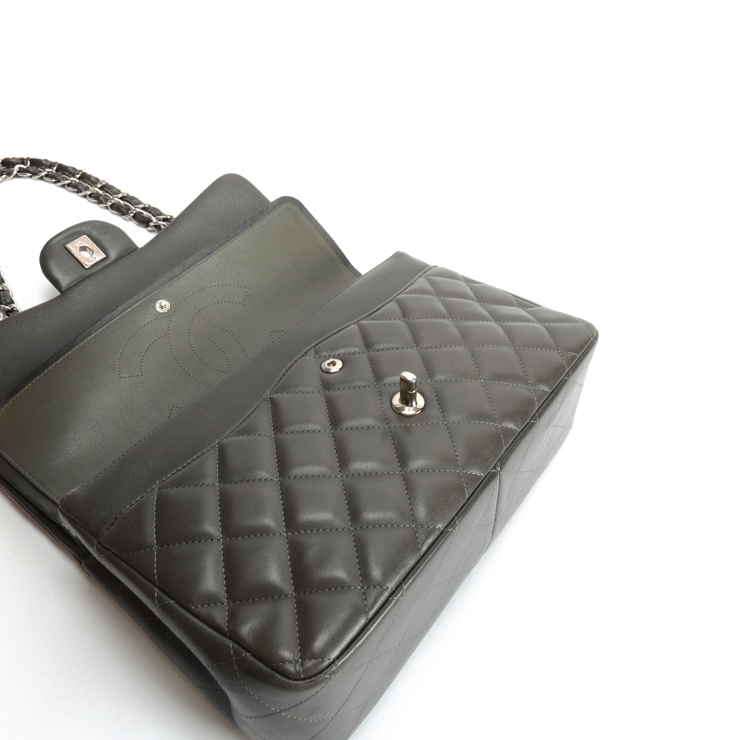 CHANEL Classic Jumbo Double Flap Lambskin- Grey