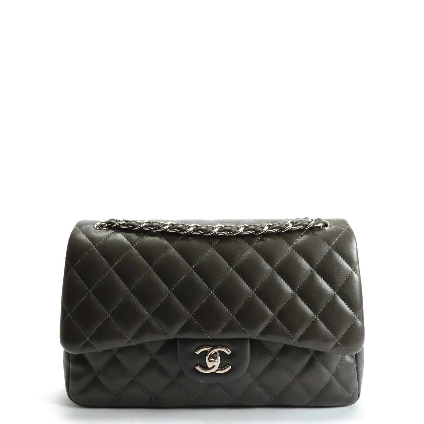 CHANEL Classic Jumbo Double Flap Lambskin- Grey