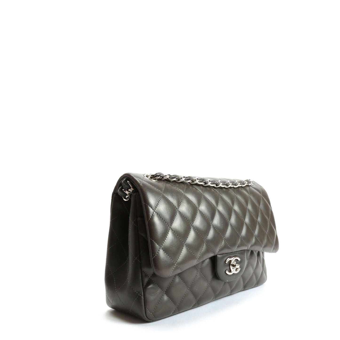 CHANEL Classic Jumbo Double Flap Lambskin- Grey