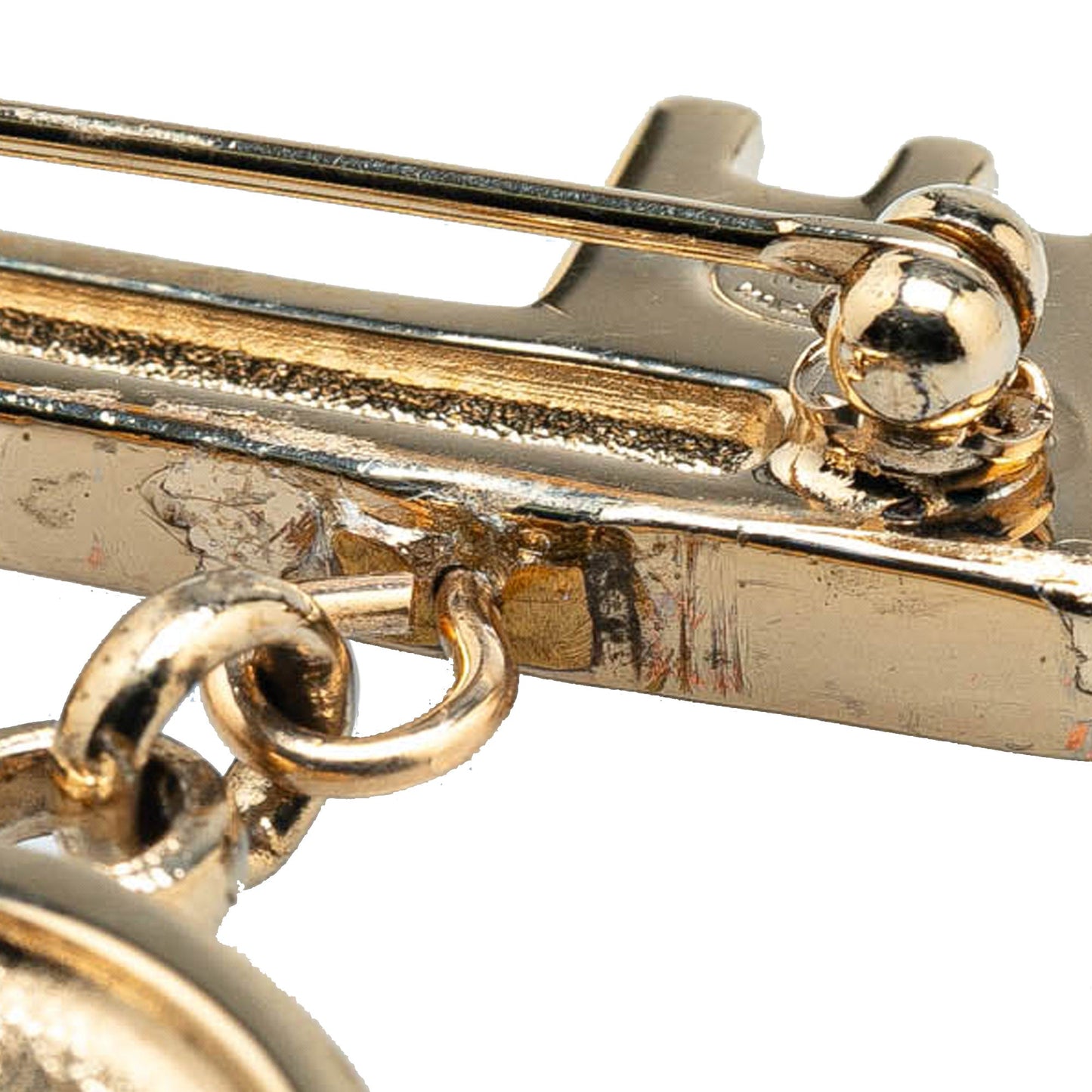 Gold Chanel Gold Plated Heart Lock and Key Brooch Pin