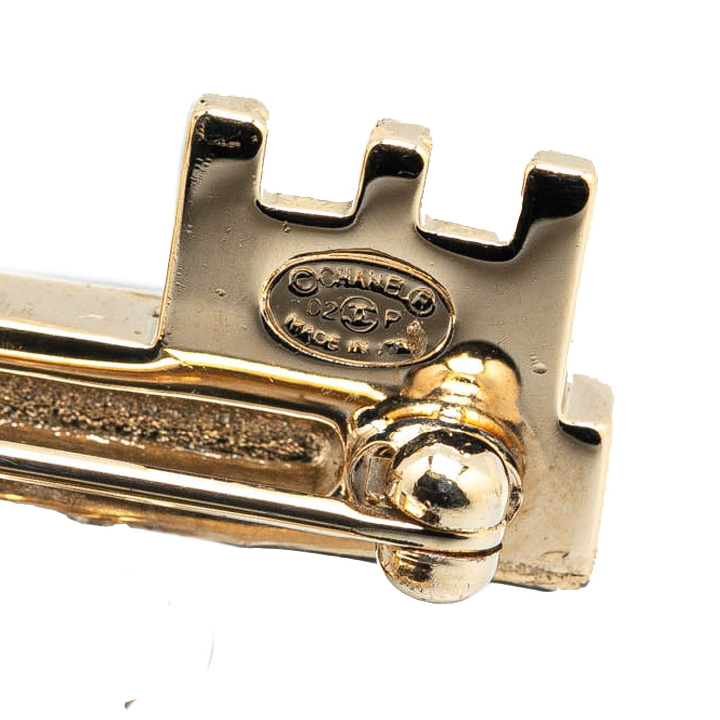 Gold Chanel Gold Plated Heart Lock and Key Brooch Pin