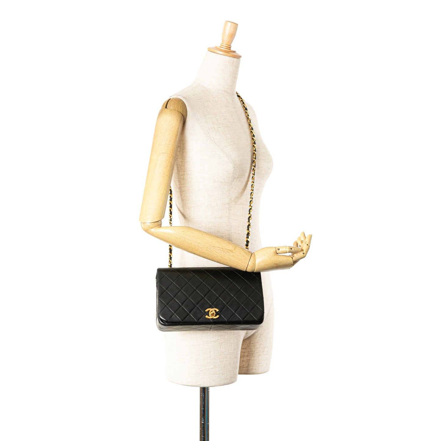 Black Chanel CC Quilted Lambskin Full Flap Crossbody Bag