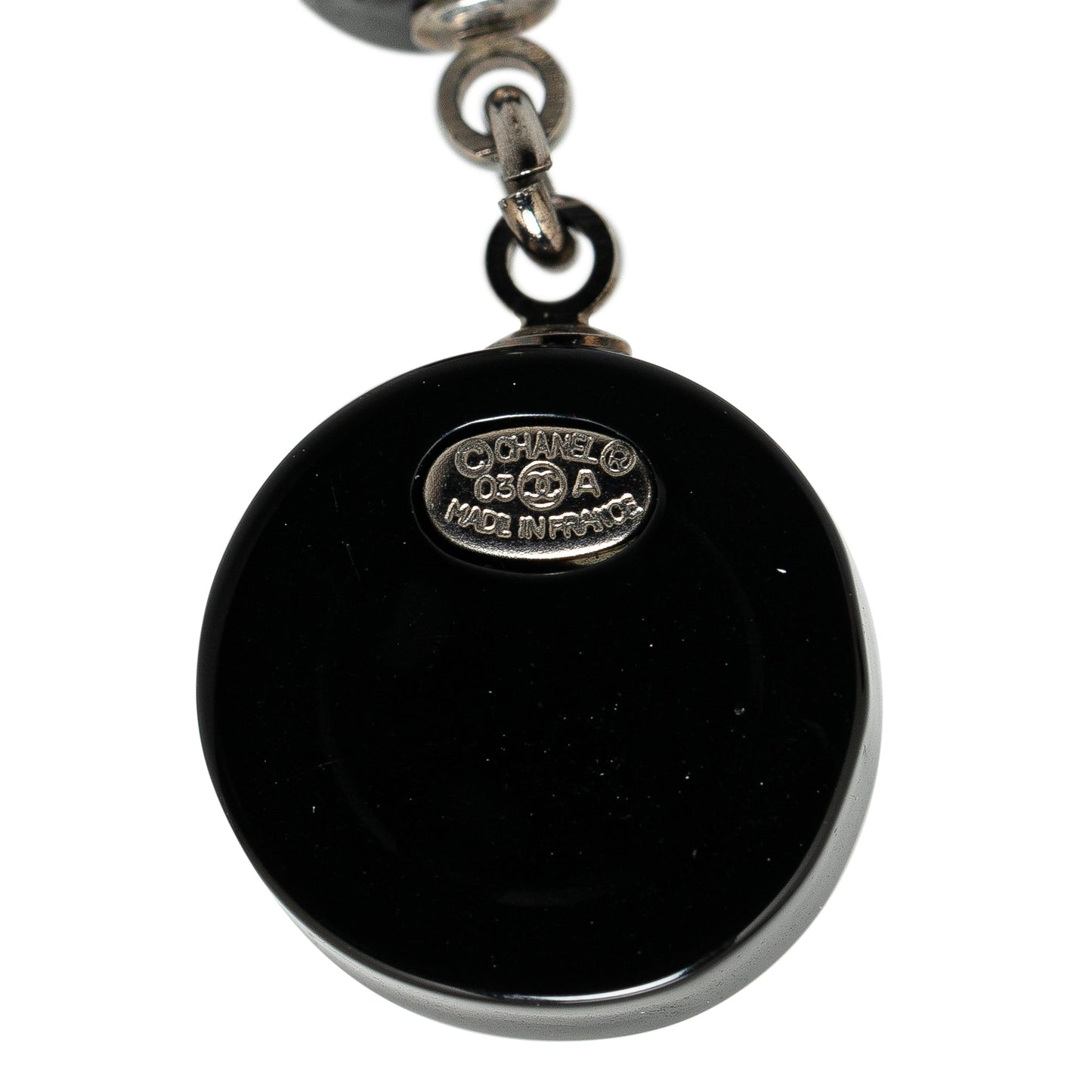 Black Chanel Resin CC Tire Drop Earrings