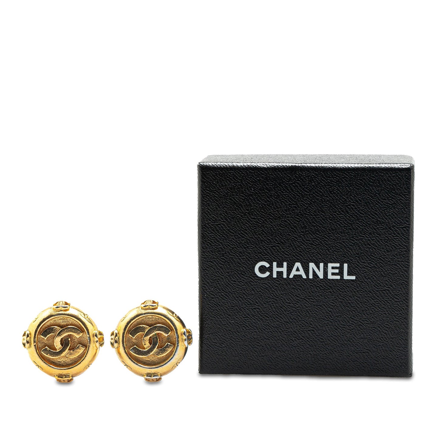 Gold Chanel Gold Plated CC Clip On Earrings