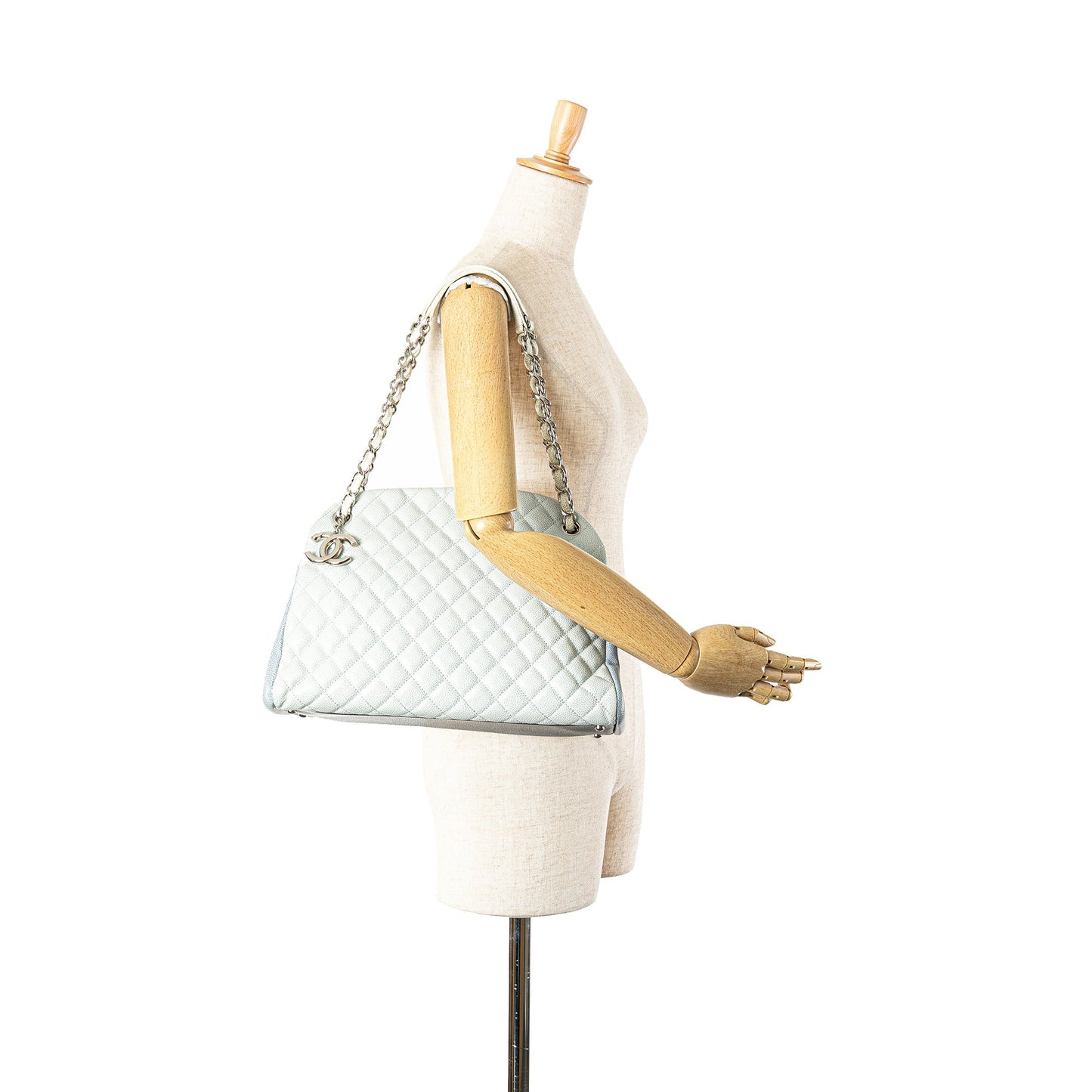 Blue Chanel Large Tricolor Caviar Just Mademoiselle Bowling Bag