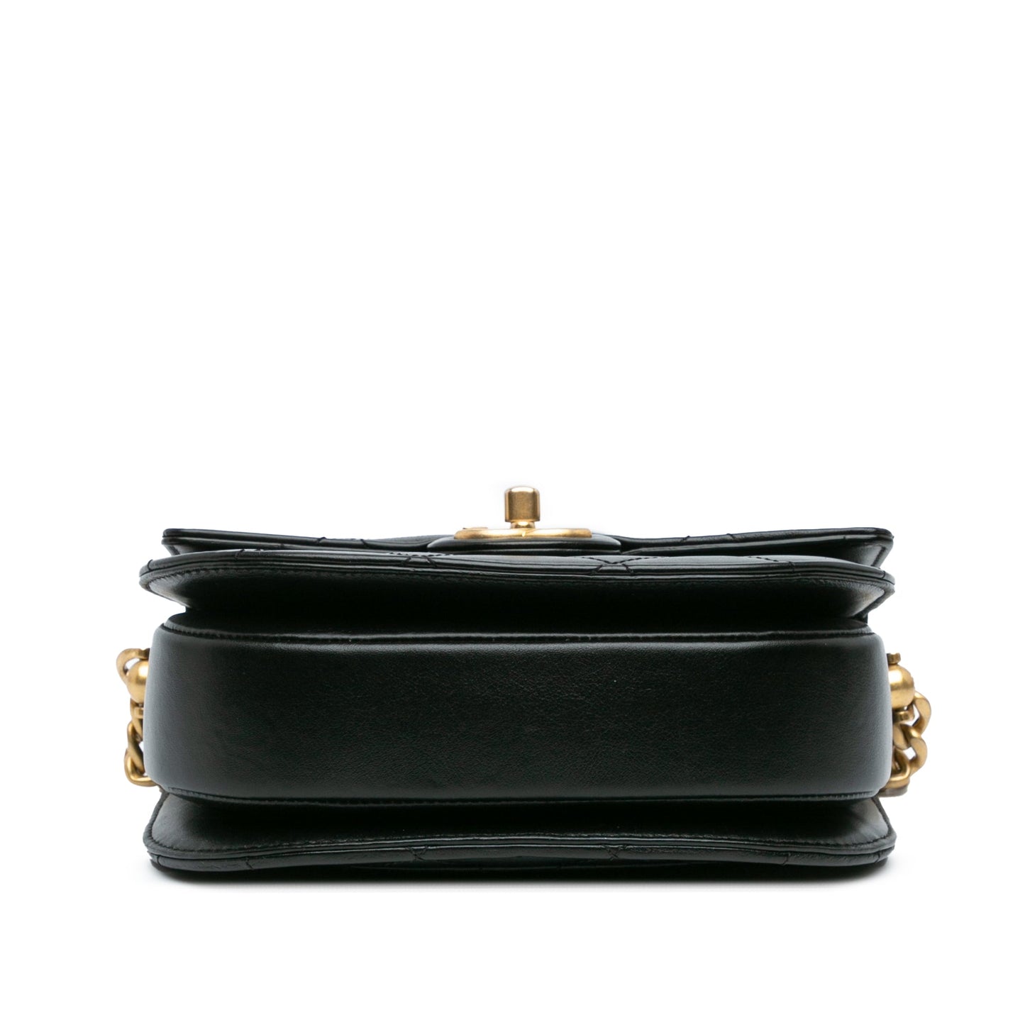 Black Chanel CC Quilted Calfskin Round Moon Messenger Flap Crossbody Bag