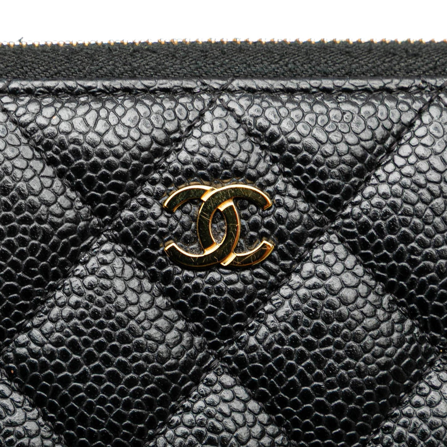 Black Chanel Quilted Caviar CC Zip Around Long Wallet
