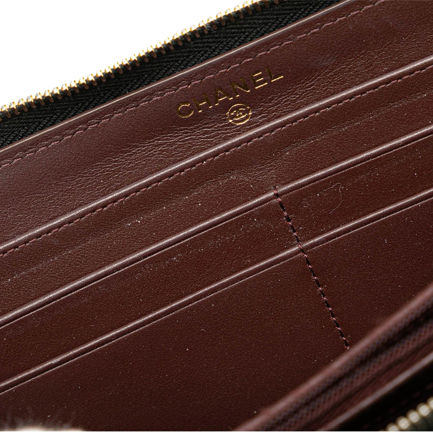 Black Chanel Quilted Caviar CC Zip Around Long Wallet