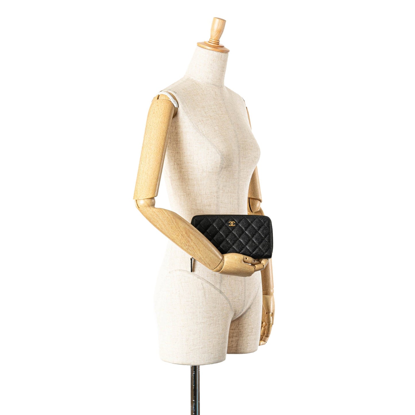 Black Chanel Quilted Caviar CC Zip Around Long Wallet