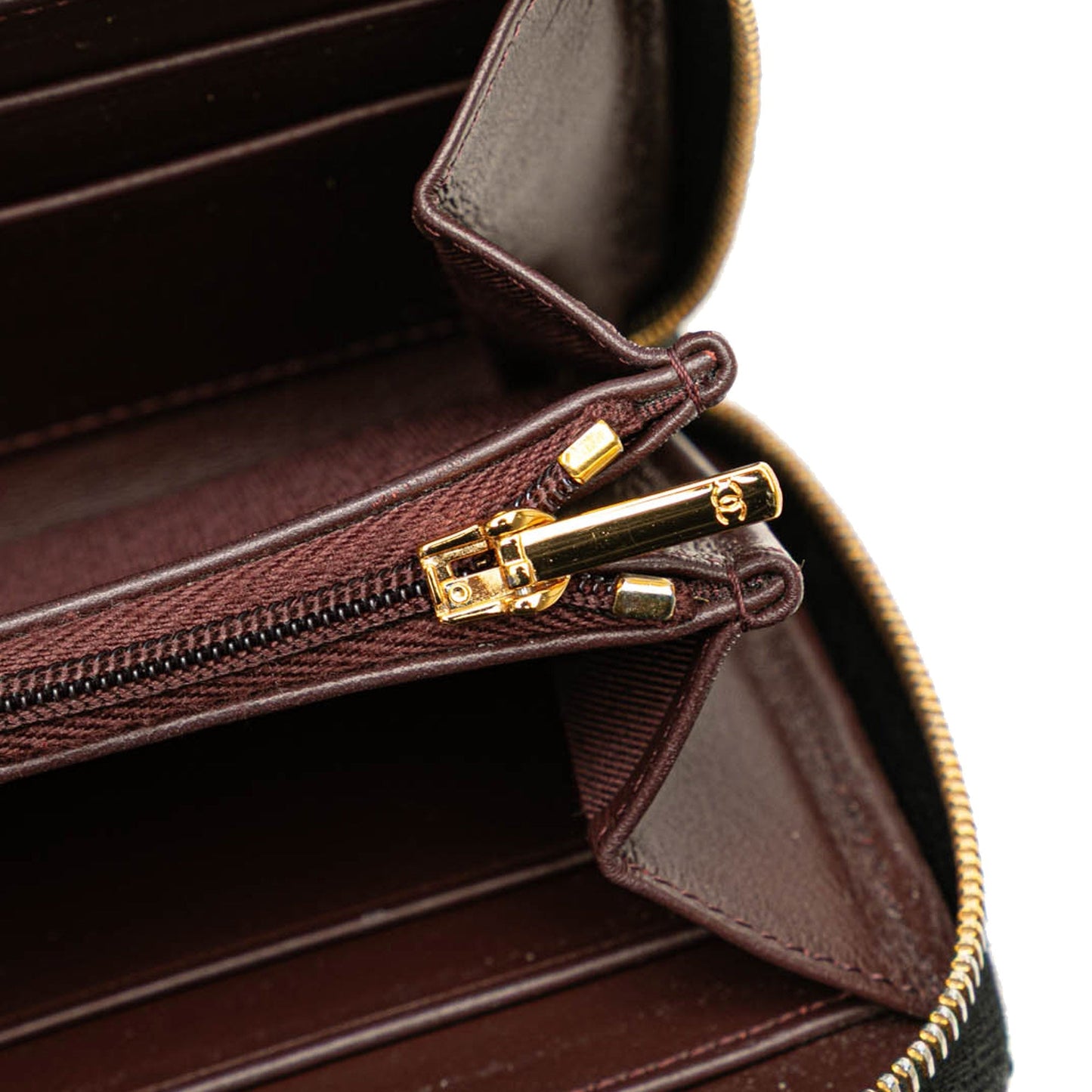 Black Chanel Quilted Caviar CC Zip Around Long Wallet
