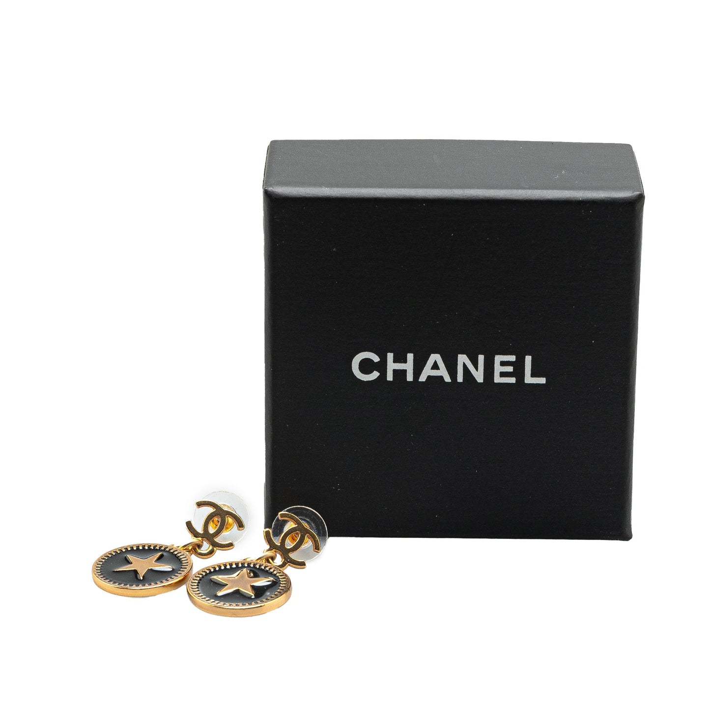 Gold Chanel Gold Plated Mini Nico Swing American Star Push Back Earrings