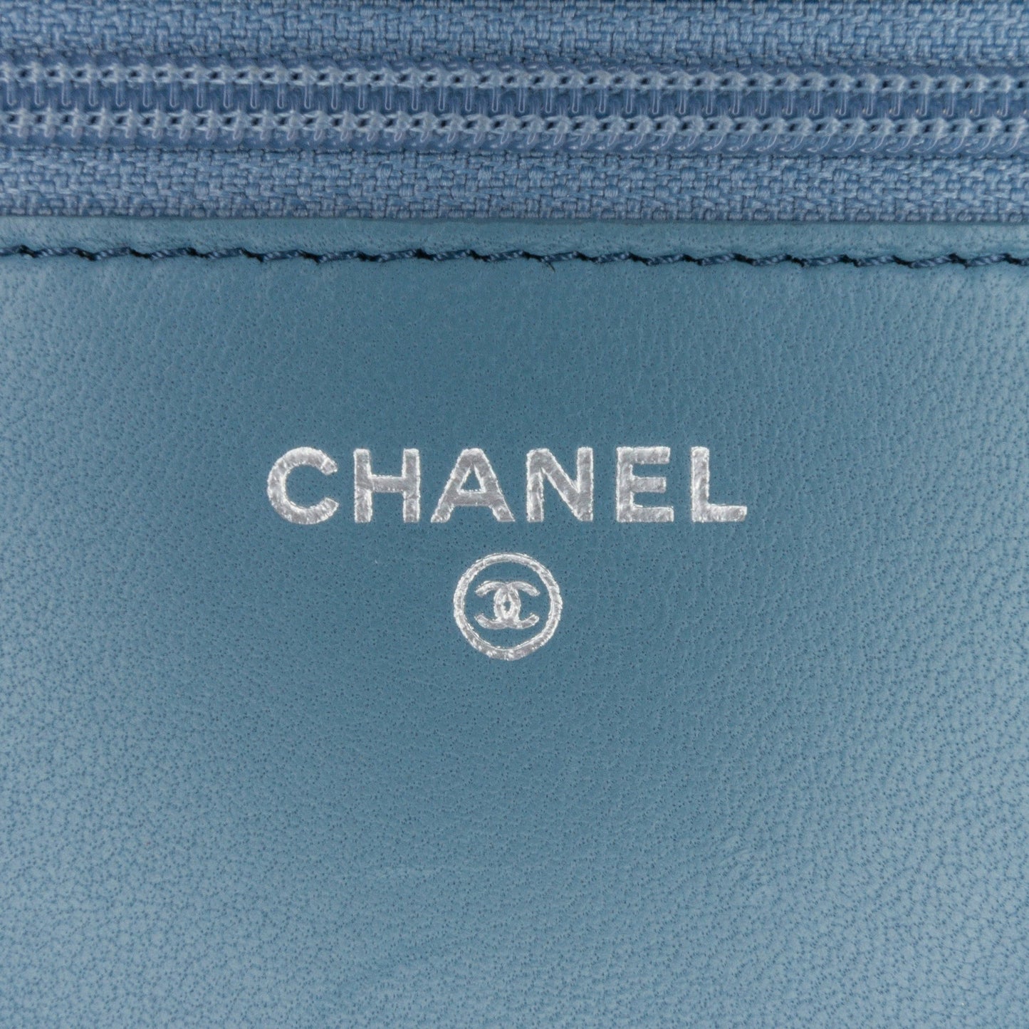 Blue Chanel Lambskin Boy Wallet On Chain Crossbody Bag