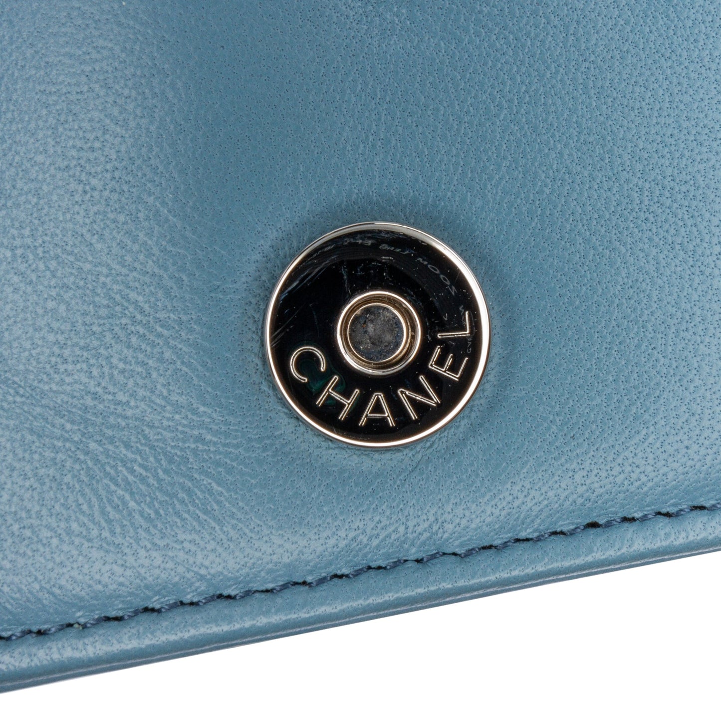 Blue Chanel Lambskin Boy Wallet On Chain Crossbody Bag