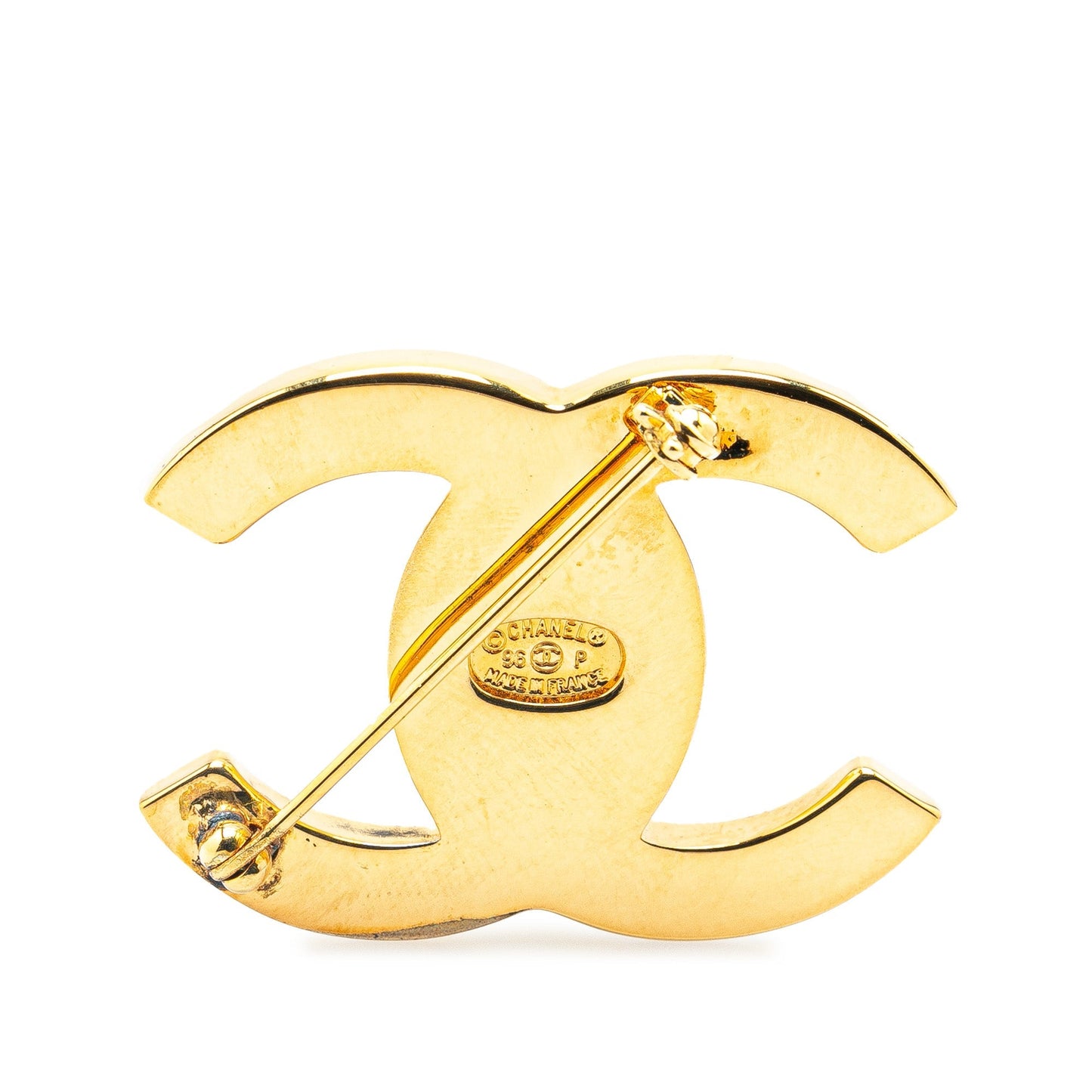 Gold Chanel Gold Plated CC Turn-Lock Brooch
