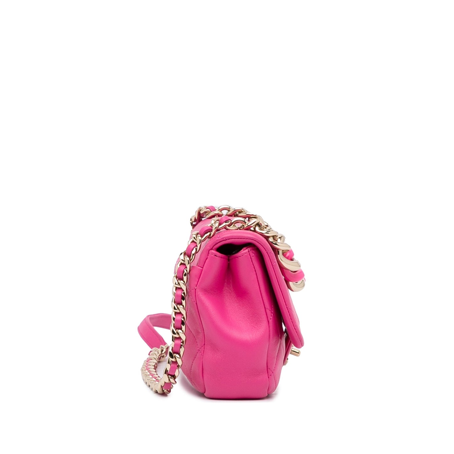 Chanel Classic Single Flap Mini Square Pink Lambskin Gold