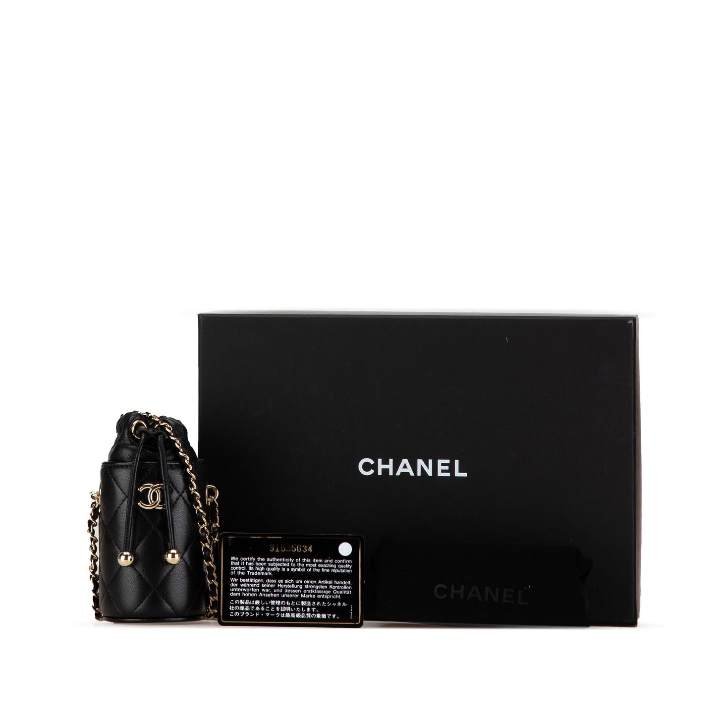 Black Chanel Micro CC Quilted Calfskin Drawstring Bucket Bag